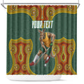 Personalized Kookaburras Field Hockey Shower Curtain Kangaroo Australian Indigenous Dot Art Style With Vibrant Sun Patterns