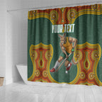 Personalized Kookaburras Field Hockey Shower Curtain Kangaroo Australian Indigenous Dot Art Style With Vibrant Sun Patterns