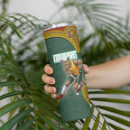 Personalized Kookaburras Field Hockey Skinny Tumbler Kangaroo Australian Indigenous Dot Art Style With Vibrant Sun Patterns