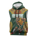 Personalized Kookaburras Field Hockey Sleeveless Hoodie Kangaroo Australian Indigenous Dot Art Style With Vibrant Sun Patterns
