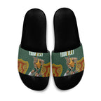 Personalized Kookaburras Field Hockey Slide Sandals Kangaroo Australian Indigenous Dot Art Style With Vibrant Sun Patterns