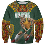 Personalized Kookaburras Field Hockey Sweatshirt Kangaroo Australian Indigenous Dot Art Style With Vibrant Sun Patterns