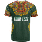 Personalized Kookaburras Field Hockey T Shirt Kangaroo Australian Indigenous Dot Art Style With Vibrant Sun Patterns