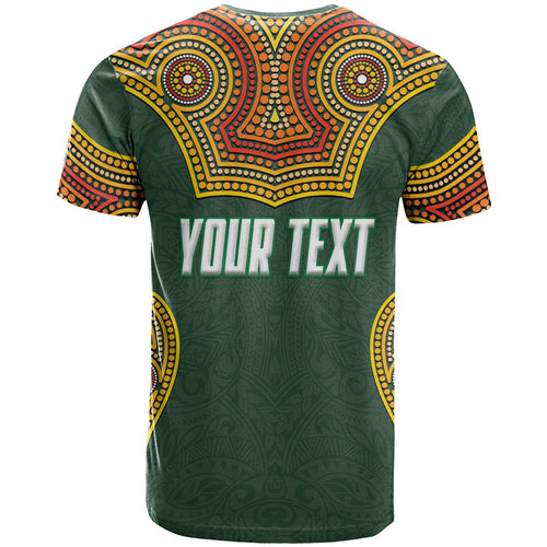 Personalized Kookaburras Field Hockey T Shirt Kangaroo Australian Indigenous Dot Art Style With Vibrant Sun Patterns