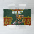 Personalized Kookaburras Field Hockey Tablecloth Kangaroo Australian Indigenous Dot Art Style With Vibrant Sun Patterns