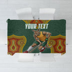 Personalized Kookaburras Field Hockey Tablecloth Kangaroo Australian Indigenous Dot Art Style With Vibrant Sun Patterns