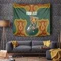 Personalized Kookaburras Field Hockey Tapestry Kangaroo Australian Indigenous Dot Art Style With Vibrant Sun Patterns