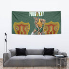 Personalized Kookaburras Field Hockey Tapestry Kangaroo Australian Indigenous Dot Art Style With Vibrant Sun Patterns