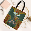 Personalized Kookaburras Field Hockey Tote Bag Kangaroo Australian Indigenous Dot Art Style With Vibrant Sun Patterns