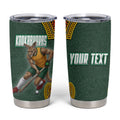 Personalized Kookaburras Field Hockey Tumbler Cup Kangaroo Australian Indigenous Dot Art Style With Vibrant Sun Patterns