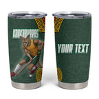 Personalized Kookaburras Field Hockey Tumbler Cup Kangaroo Australian Indigenous Dot Art Style With Vibrant Sun Patterns