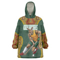 Personalized Kookaburras Field Hockey Wearable Blanket Hoodie Kangaroo Australian Indigenous Dot Art Style With Vibrant Sun Patterns