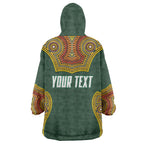 Personalized Kookaburras Field Hockey Wearable Blanket Hoodie Kangaroo Australian Indigenous Dot Art Style With Vibrant Sun Patterns