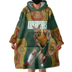 Personalized Kookaburras Field Hockey Wearable Blanket Hoodie Kangaroo Australian Indigenous Dot Art Style With Vibrant Sun Patterns