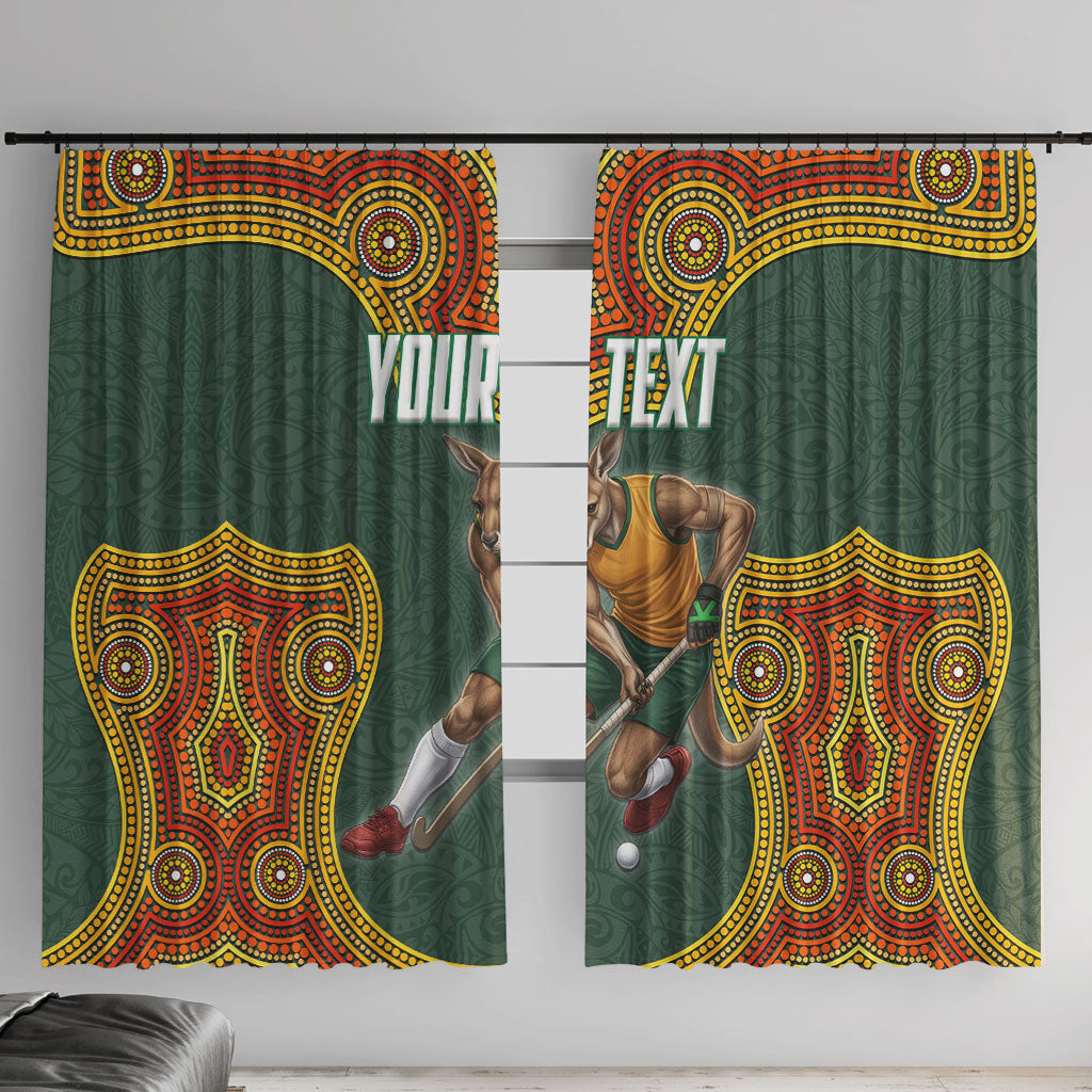 Personalized Kookaburras Field Hockey Window Curtain Kangaroo Australian Indigenous Dot Art Style With Vibrant Sun Patterns