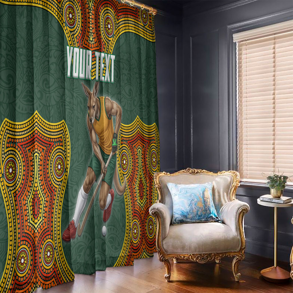 Personalized Kookaburras Field Hockey Window Curtain Kangaroo Australian Indigenous Dot Art Style With Vibrant Sun Patterns