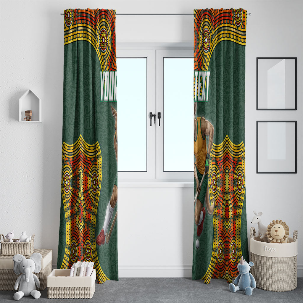 Personalized Kookaburras Field Hockey Window Curtain Kangaroo Australian Indigenous Dot Art Style With Vibrant Sun Patterns