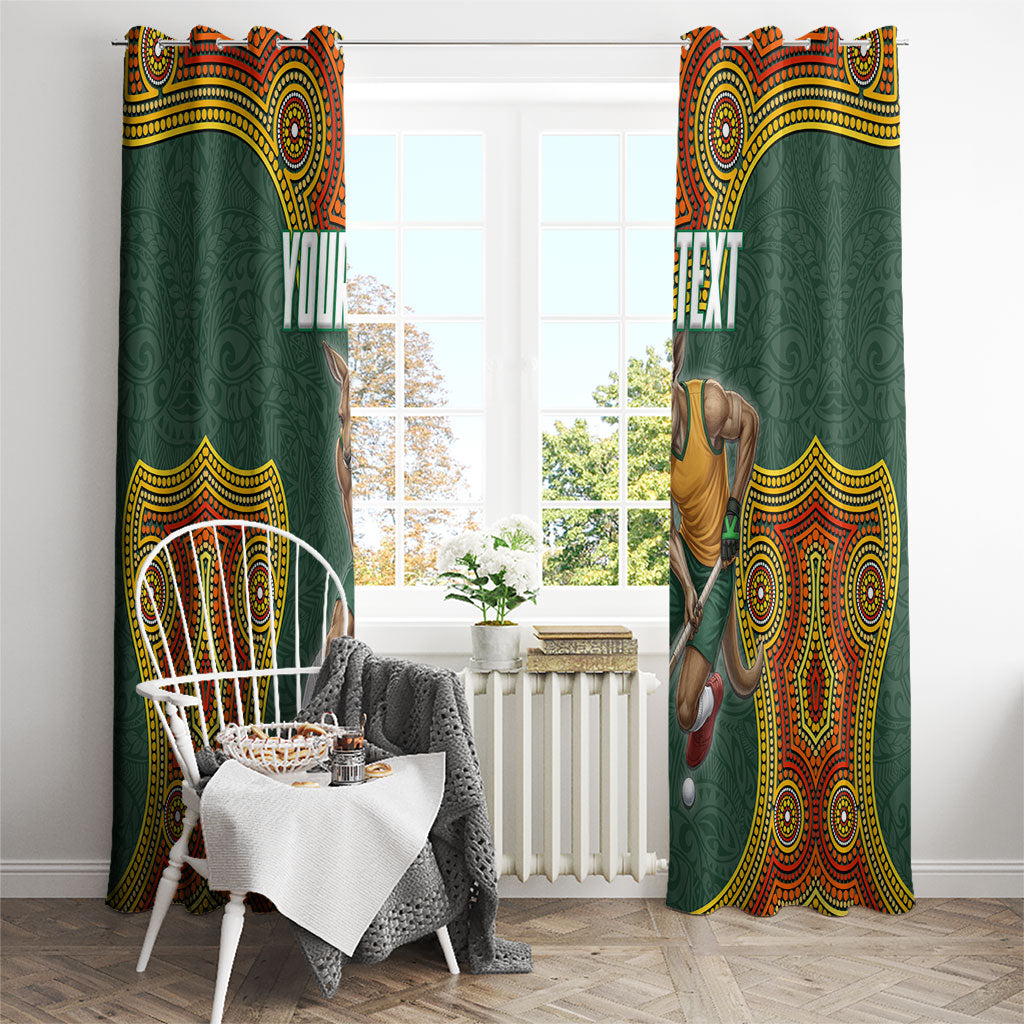 Personalized Kookaburras Field Hockey Window Curtain Kangaroo Australian Indigenous Dot Art Style With Vibrant Sun Patterns