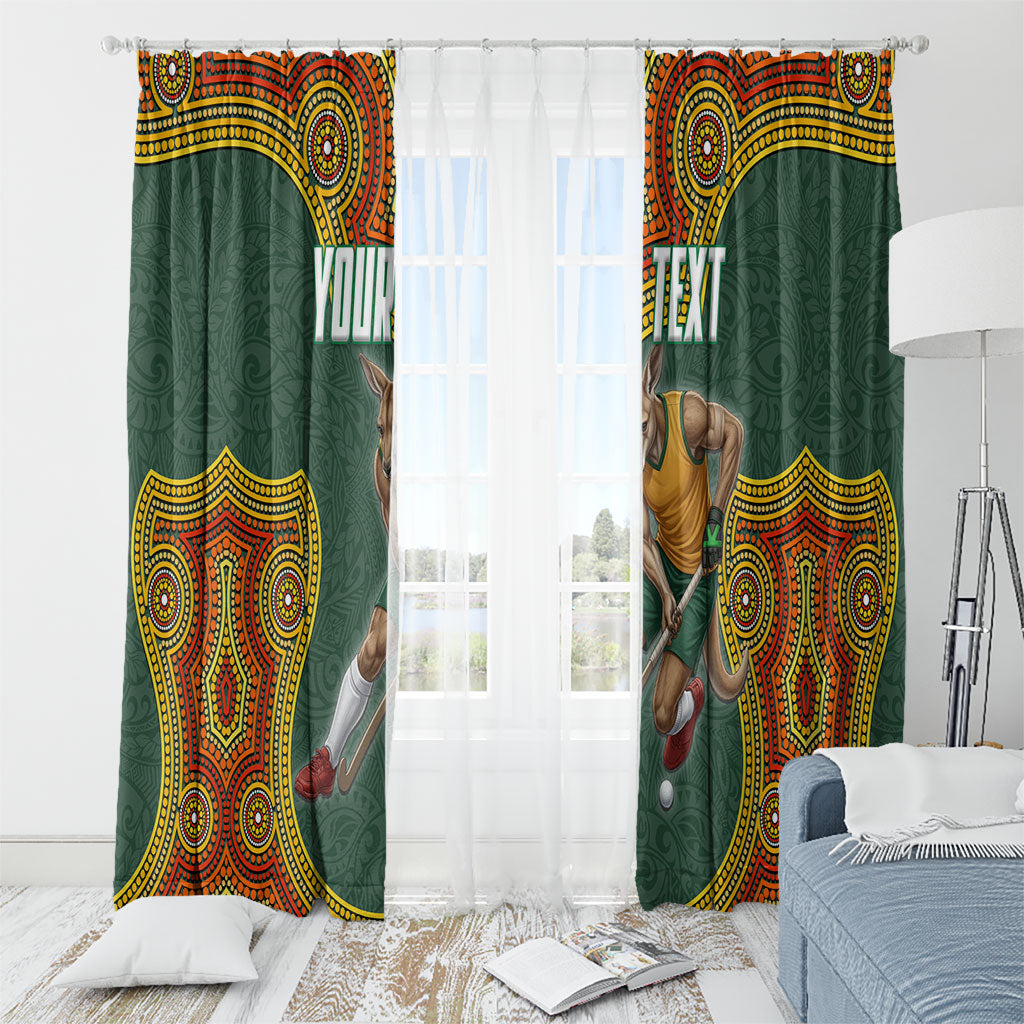 Personalized Kookaburras Field Hockey Window Curtain Kangaroo Australian Indigenous Dot Art Style With Vibrant Sun Patterns