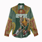Personalized Kookaburras Field Hockey Women Casual Shirt Kangaroo Australian Indigenous Dot Art Style With Vibrant Sun Patterns