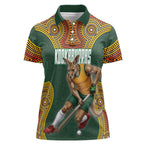 Personalized Kookaburras Field Hockey Women Polo Shirt Kangaroo Australian Indigenous Dot Art Style With Vibrant Sun Patterns