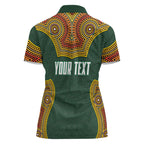 Personalized Kookaburras Field Hockey Women Polo Shirt Kangaroo Australian Indigenous Dot Art Style With Vibrant Sun Patterns