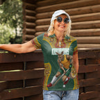 Personalized Kookaburras Field Hockey Women Polo Shirt Kangaroo Australian Indigenous Dot Art Style With Vibrant Sun Patterns