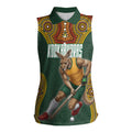 Personalized Kookaburras Field Hockey Women Sleeveless Polo Shirt Kangaroo Australian Indigenous Dot Art Style With Vibrant Sun Patterns