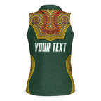 Personalized Kookaburras Field Hockey Women Sleeveless Polo Shirt Kangaroo Australian Indigenous Dot Art Style With Vibrant Sun Patterns