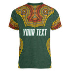 Personalized Kookaburras Field Hockey Women V-Neck T-Shirt Kangaroo Australian Indigenous Dot Art Style With Vibrant Sun Patterns