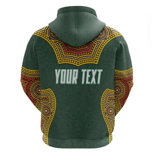 Personalized Kookaburras Field Hockey Zip Hoodie Kangaroo Australian Indigenous Dot Art Style With Vibrant Sun Patterns
