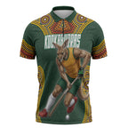 Personalized Kookaburras Field Hockey Zipper Polo Shirt Kangaroo Australian Indigenous Dot Art Style With Vibrant Sun Patterns