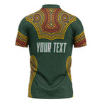 Personalized Kookaburras Field Hockey Zipper Polo Shirt Kangaroo Australian Indigenous Dot Art Style With Vibrant Sun Patterns