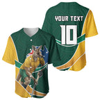 Personalized Kookaburras Field Hockey Kangaroo Baseball Jersey Australian Flag Map With Abstract Green And Gold Wave Pattern