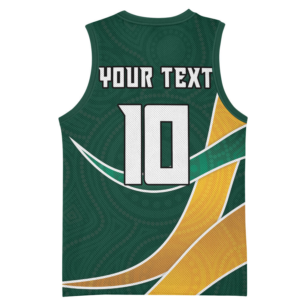 Personalized Kookaburras Field Hockey Kangaroo Basketball Jersey Australian Flag Map With Abstract Green And Gold Wave Pattern