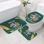 Personalized Kookaburras Field Hockey Kangaroo Bathroom Set Australian Flag Map With Abstract Green And Gold Wave Pattern