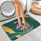 Personalized Kookaburras Field Hockey Kangaroo Bathroom Set Australian Flag Map With Abstract Green And Gold Wave Pattern