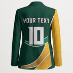Personalized Kookaburras Field Hockey Kangaroo Blazer Australian Flag Map With Abstract Green And Gold Wave Pattern