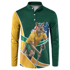 Personalized Kookaburras Field Hockey Kangaroo Button Sweatshirt Australian Flag Map With Abstract Green And Gold Wave Pattern