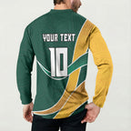 Personalized Kookaburras Field Hockey Kangaroo Button Sweatshirt Australian Flag Map With Abstract Green And Gold Wave Pattern
