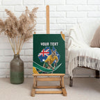 Personalized Kookaburras Field Hockey Kangaroo Canvas Wall Art Australian Flag Map With Abstract Green And Gold Wave Pattern