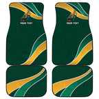 Personalized Kookaburras Field Hockey Kangaroo Car Mats Australian Flag Map With Abstract Green And Gold Wave Pattern