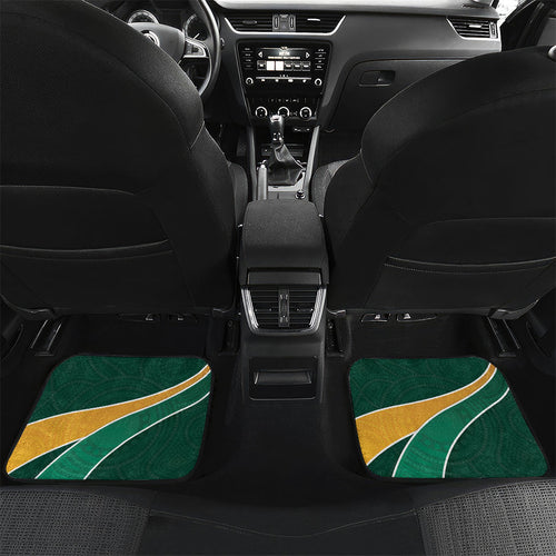 Personalized Kookaburras Field Hockey Kangaroo Car Mats Australian Flag Map With Abstract Green And Gold Wave Pattern