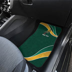 Personalized Kookaburras Field Hockey Kangaroo Car Mats Australian Flag Map With Abstract Green And Gold Wave Pattern