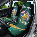 Personalized Kookaburras Field Hockey Kangaroo Car Seat Cover Australian Flag Map With Abstract Green And Gold Wave Pattern