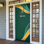 Personalized Kookaburras Field Hockey Kangaroo Door Cover Australian Flag Map With Abstract Green And Gold Wave Pattern