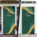 Personalized Kookaburras Field Hockey Kangaroo Door Cover Australian Flag Map With Abstract Green And Gold Wave Pattern