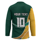 Personalized Kookaburras Field Hockey Kangaroo Hockey Jersey Australian Flag Map With Abstract Green And Gold Wave Pattern
