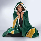 Personalized Kookaburras Field Hockey Kangaroo Hooded Blanket Australian Flag Map With Abstract Green And Gold Wave Pattern
