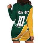 Personalized Kookaburras Field Hockey Kangaroo Hoodie Dress Australian Flag Map With Abstract Green And Gold Wave Pattern